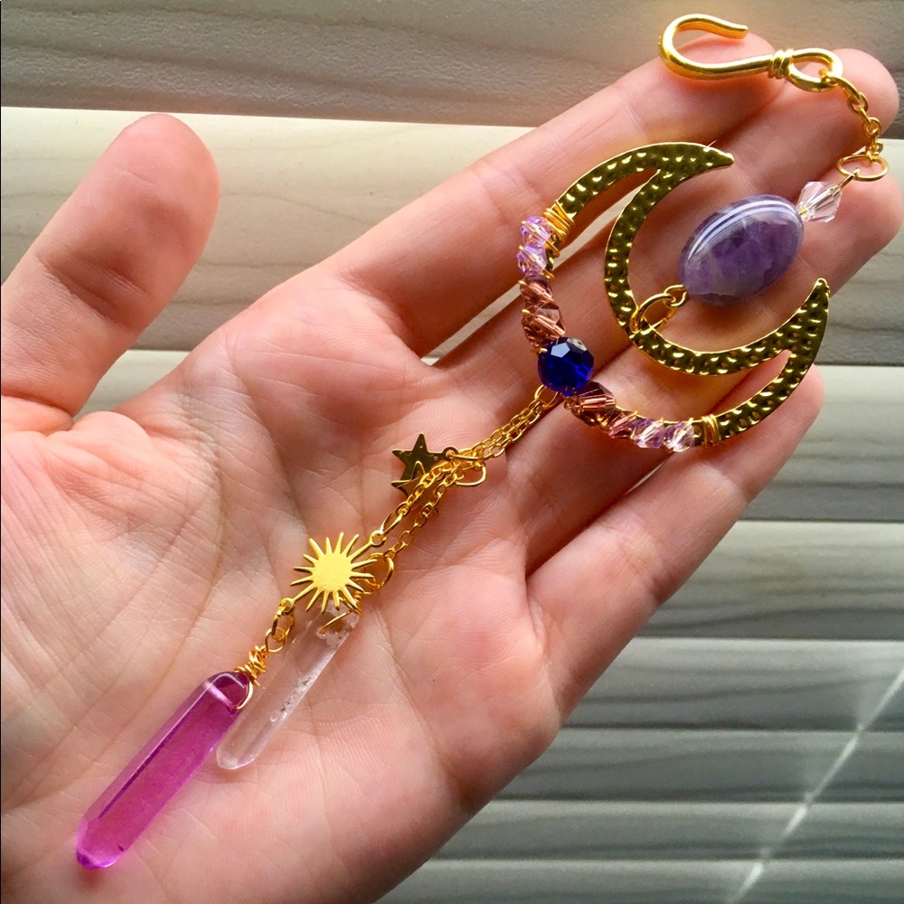 Crystal Stone Moon Suncatcher